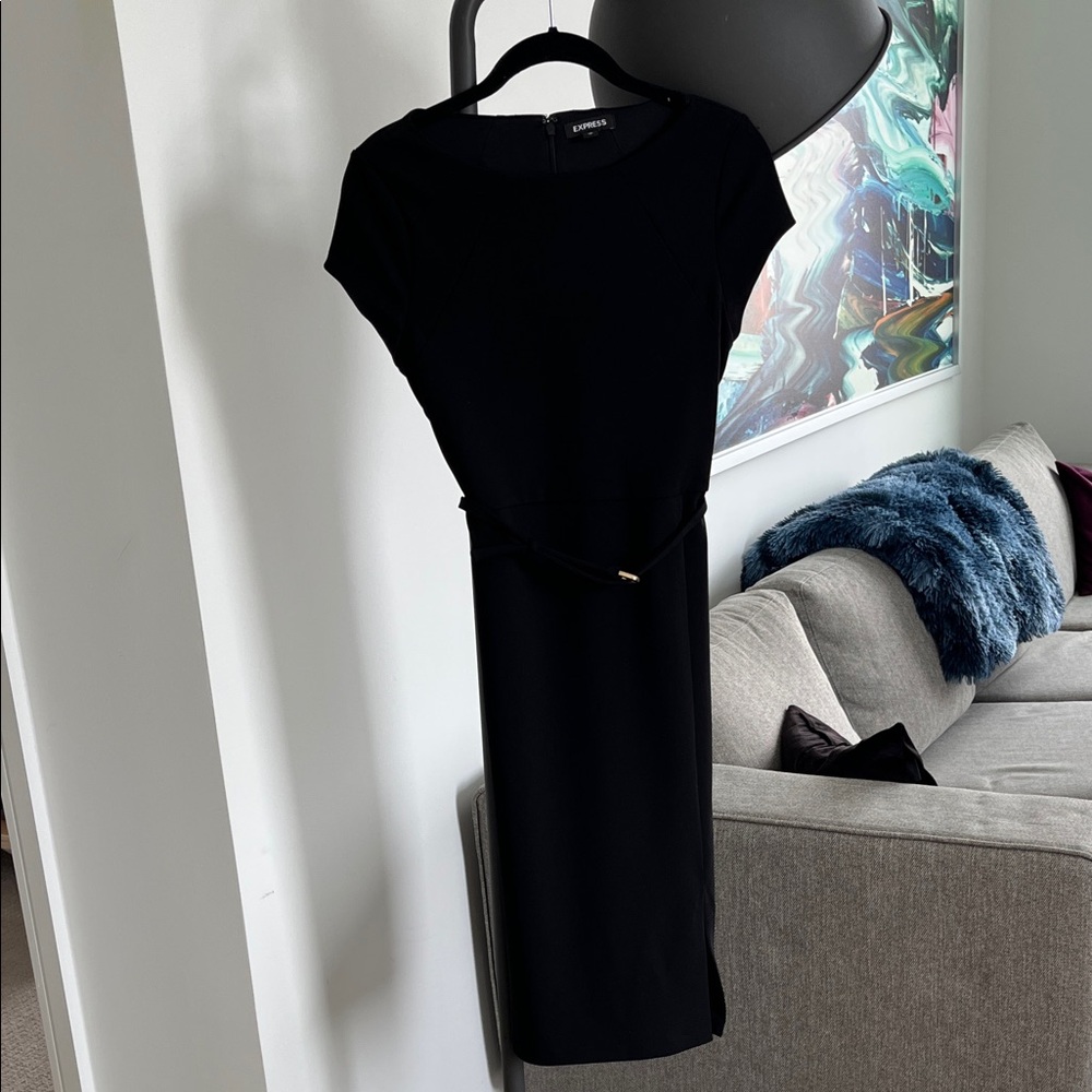Express Black Belted Sheath Dress (Size XS) - Picture 3 of 7